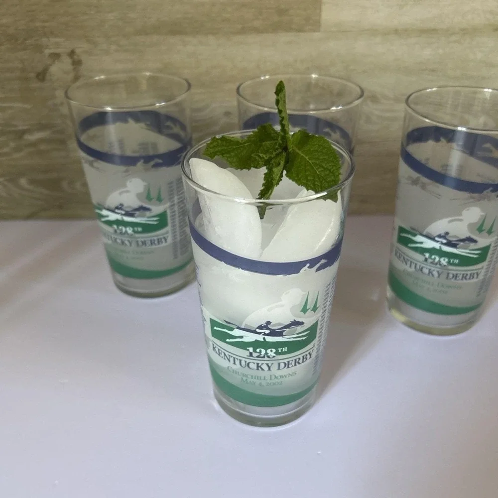 Set of 3 Kentucky Derby Churchill Downs Glasses Set Mint Julep Barware Vintage